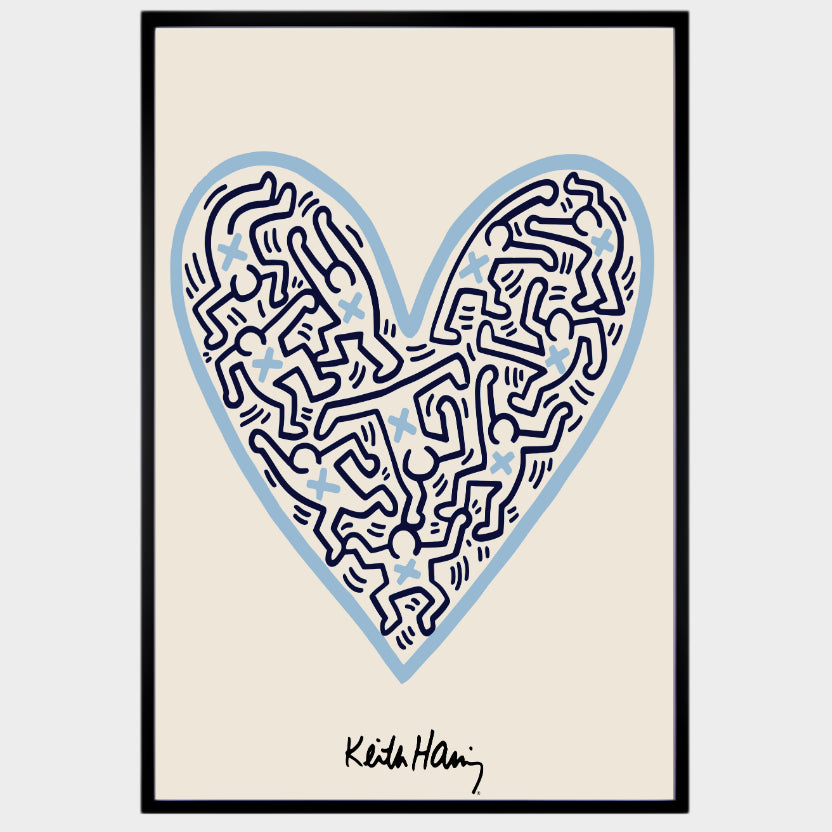 CUADRO MODERNO HARING CORAZÓN AZUL