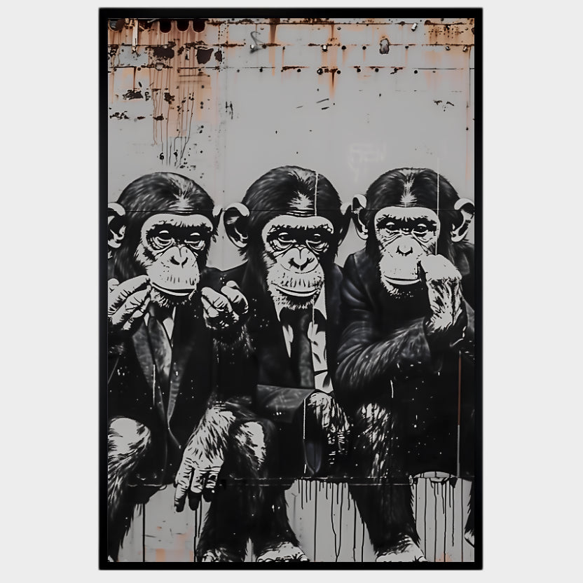 POSTER IMPRESO BANKSY LOS TRES MONOS