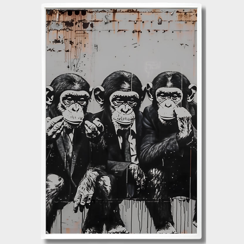 POSTER IMPRESO BANKSY LOS TRES MONOS