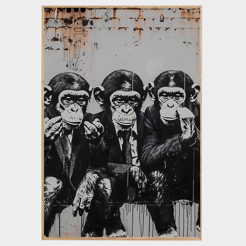 POSTER IMPRESO BANKSY LOS TRES MONOS