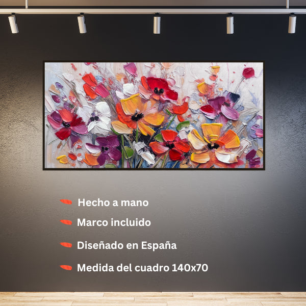 Cuadro pintado a mano explosión floral