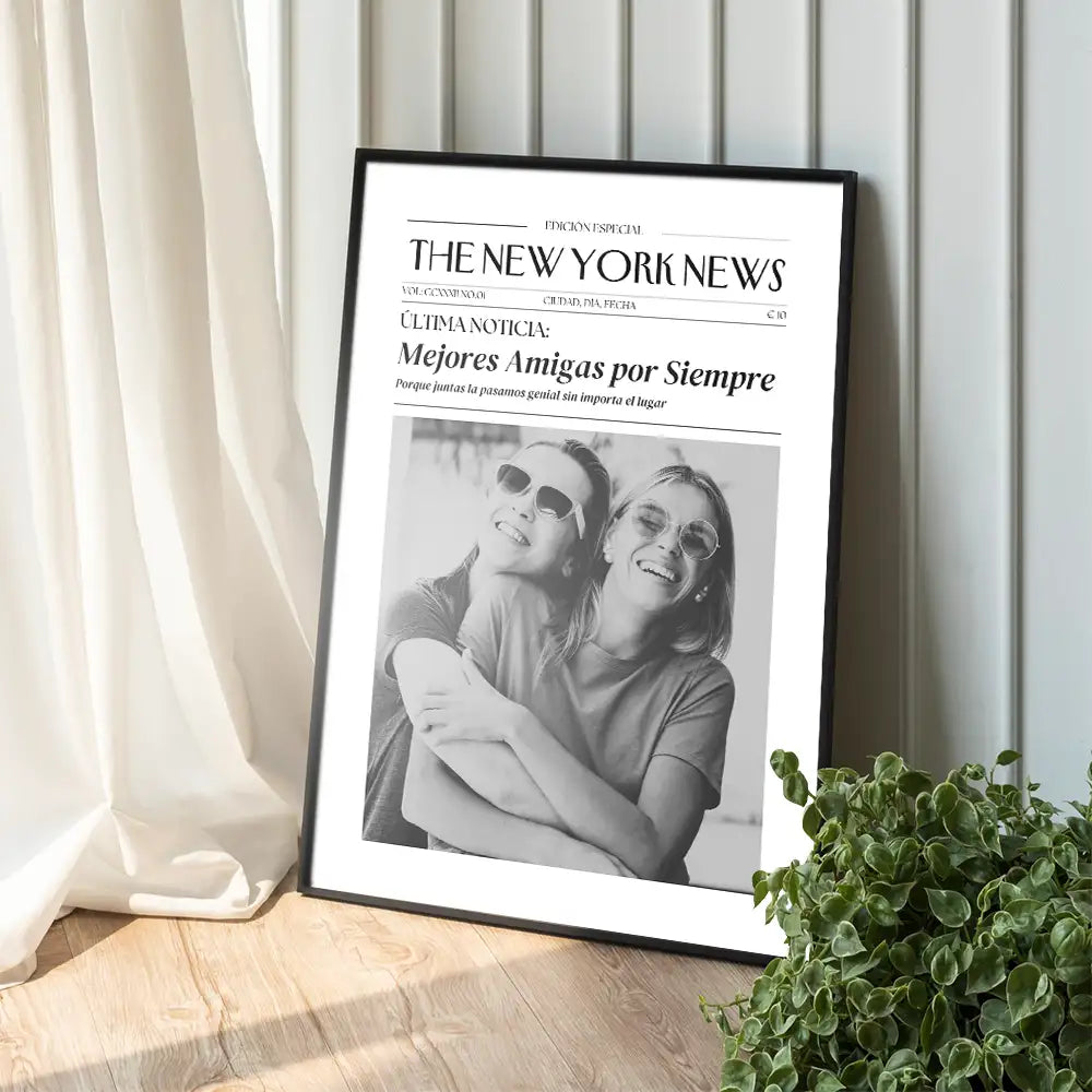 Cuadro personalizado de amistad tipo portada de periódico