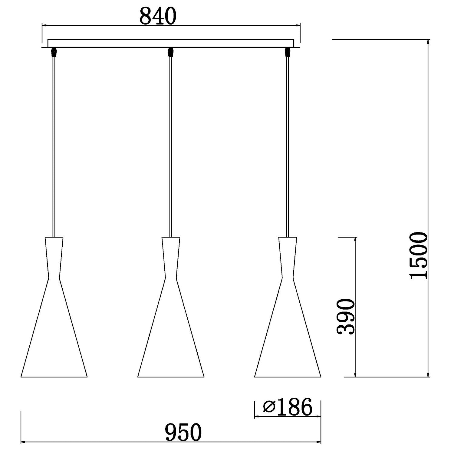 Lámpara de techo de 3 luces | Pantallas cónicas en color blanco