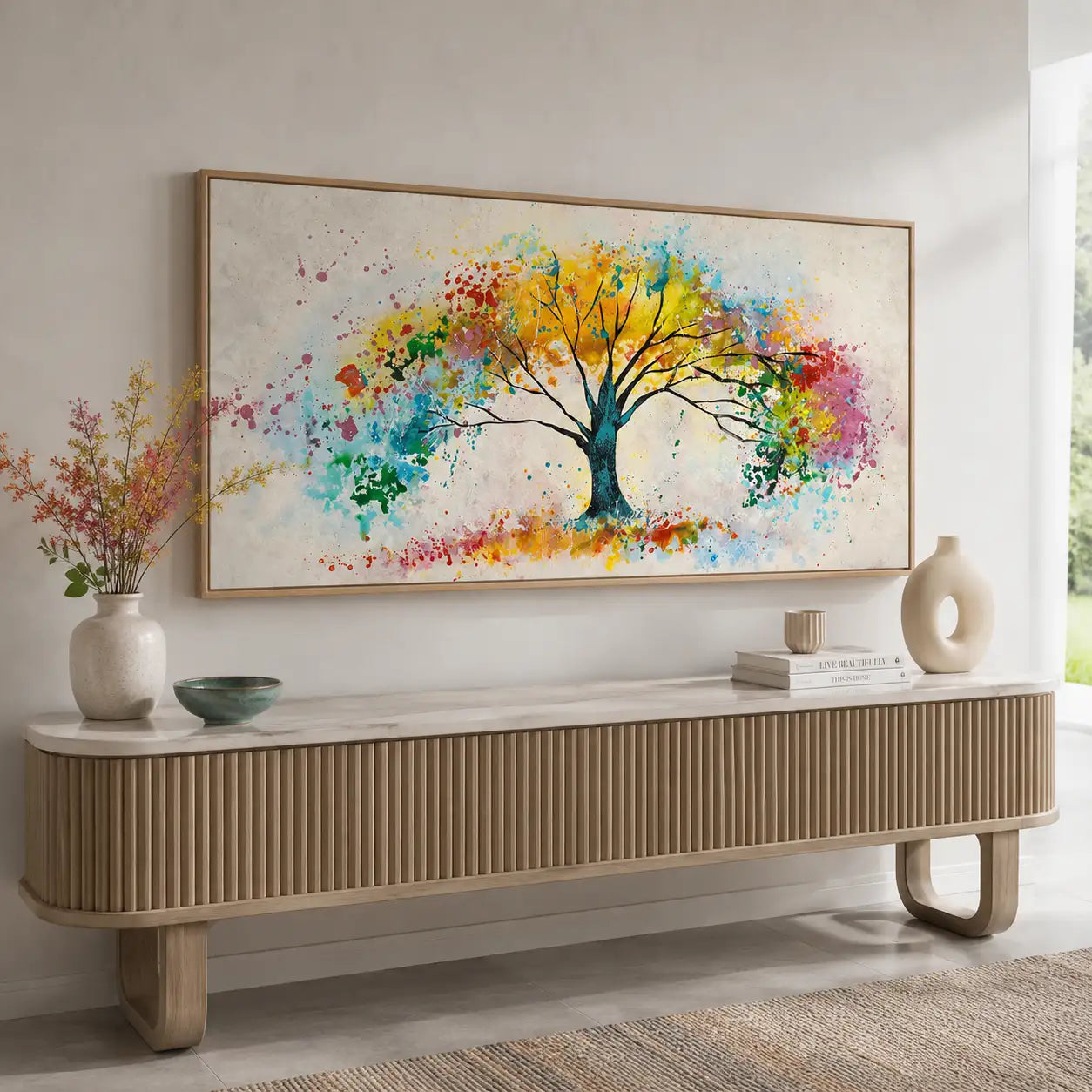 Cuadro Árbol de la Vida Pintado a Mano con Relieve Artesanal