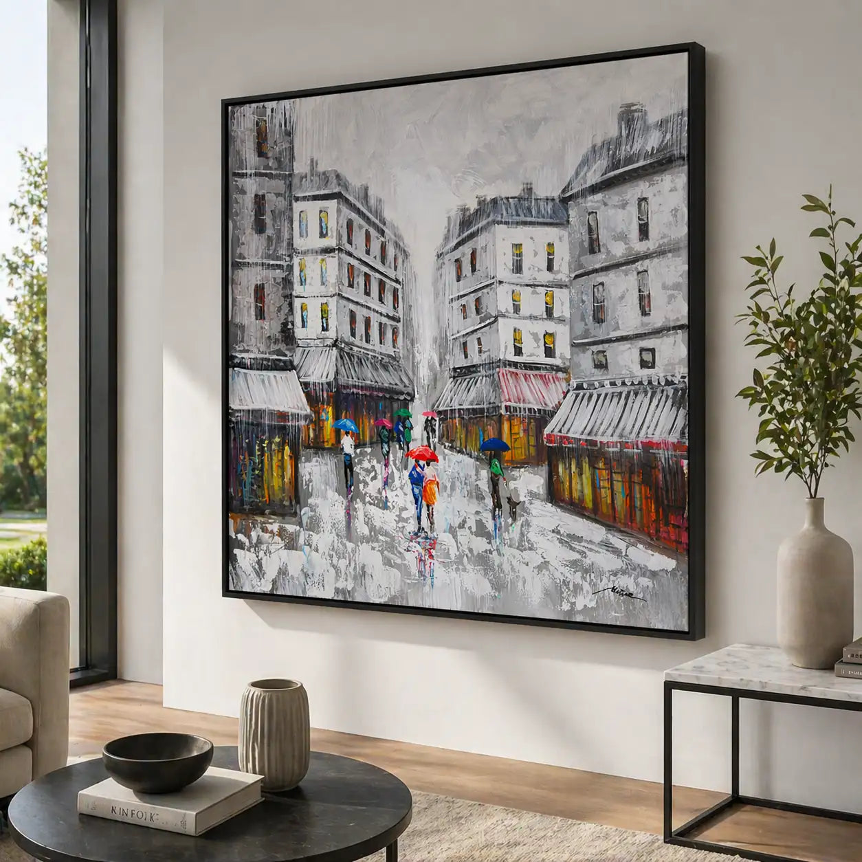 Cuadro con color urbano | Pinturas de ciudad bajo la lluvia
