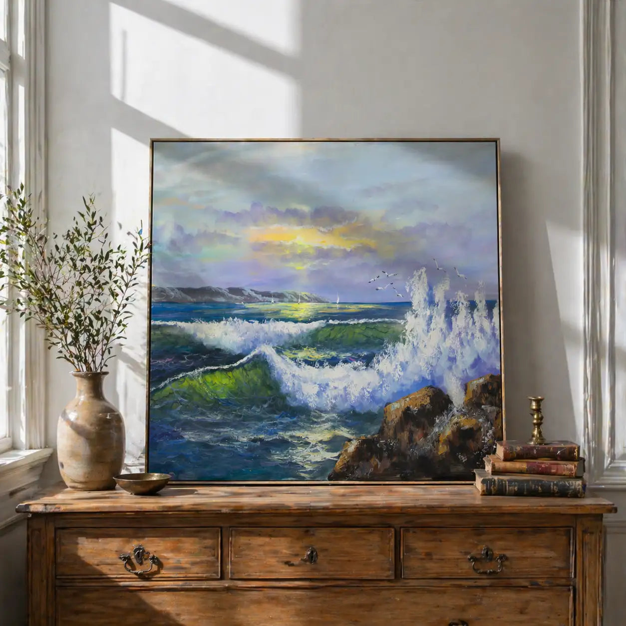 Cuadros de olas de mar | Escena marina en tonos vibrantes