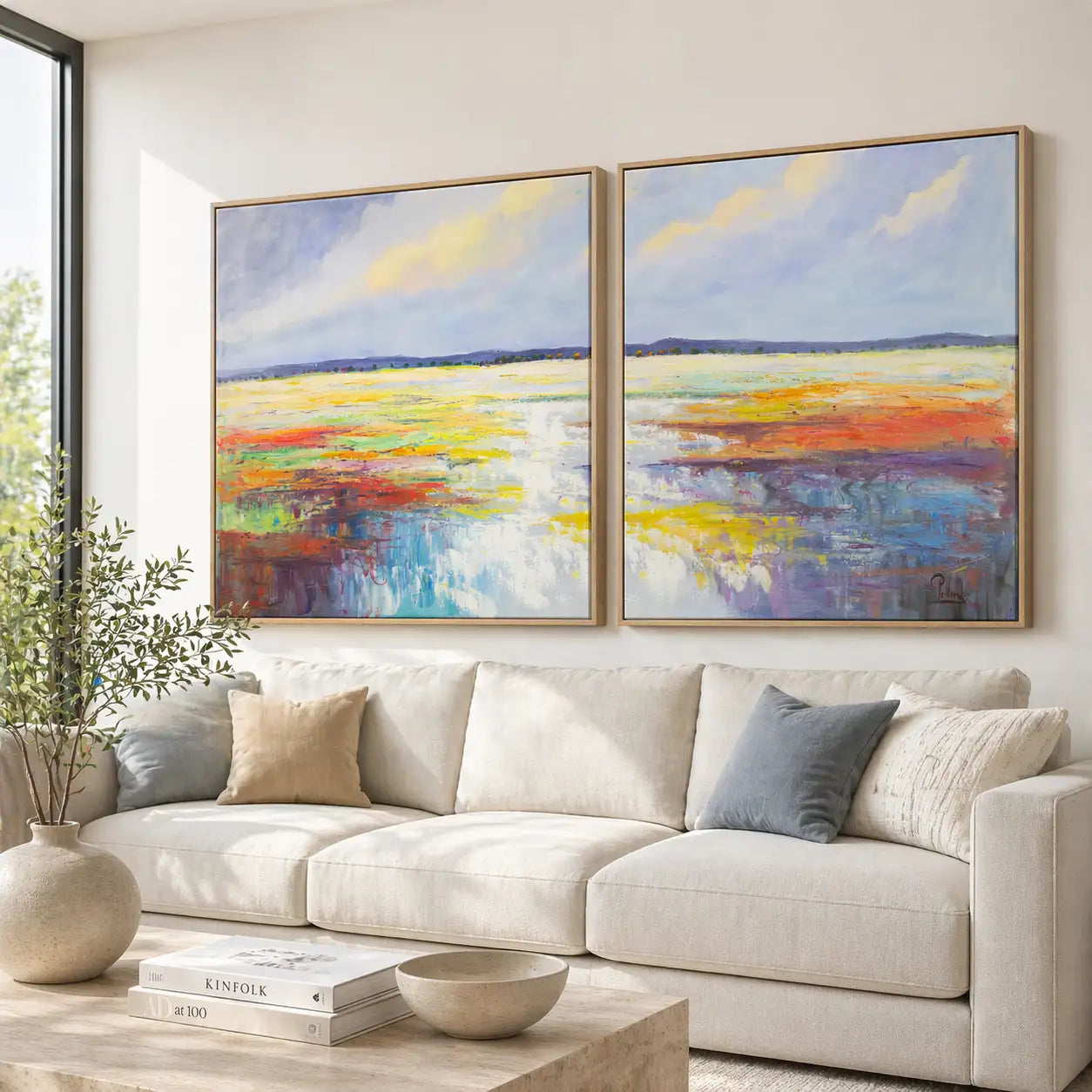 Cuadros originales | Paisaje colorido pintado a mano