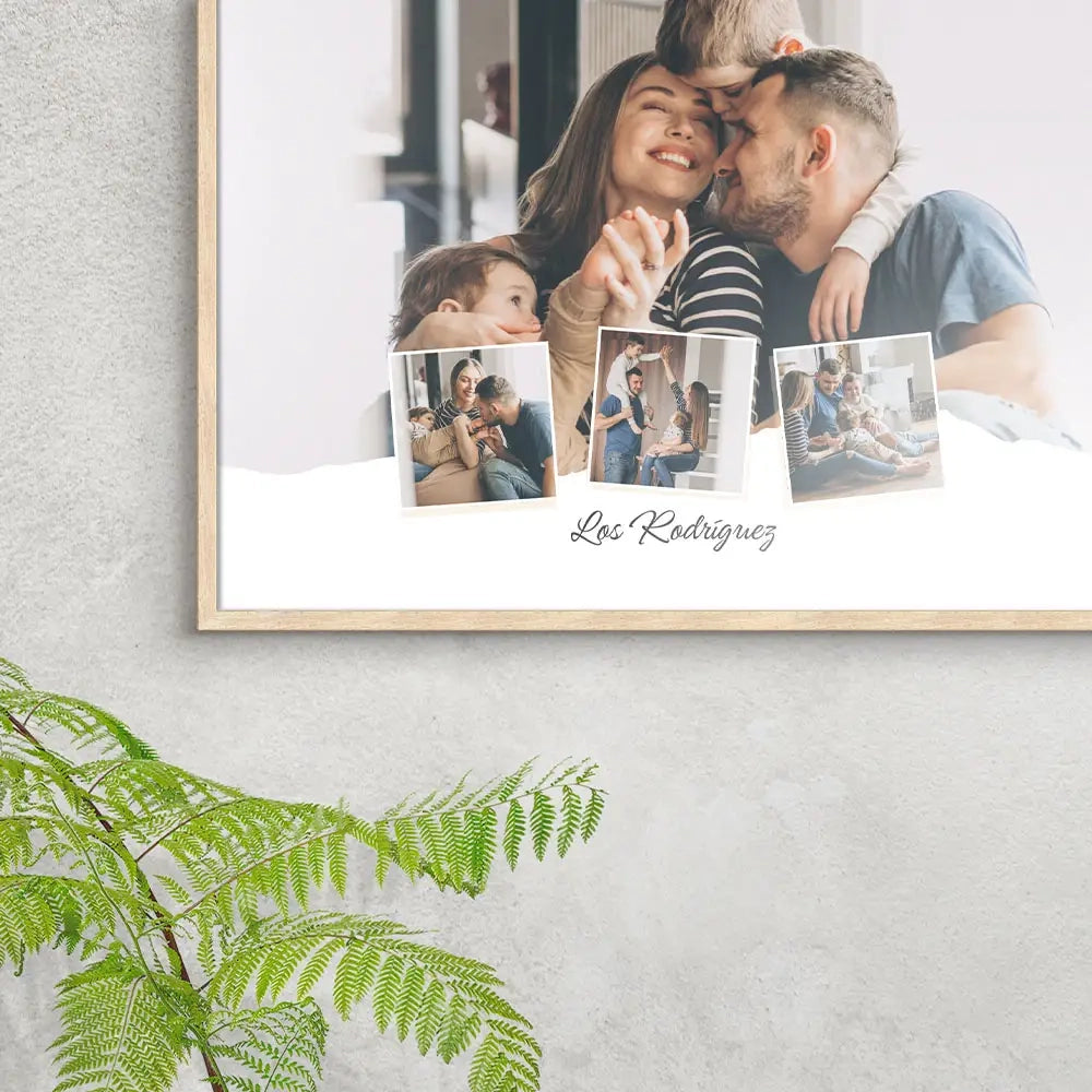 Cuadro personalizado con fotos y nombre familiar
