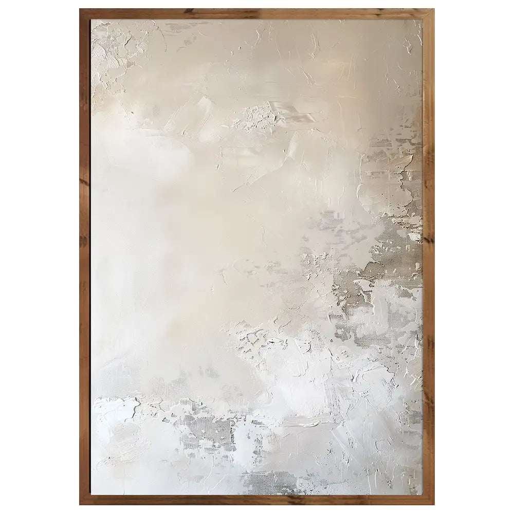 Cuadro abstracto blanco y beige | Textura en calma