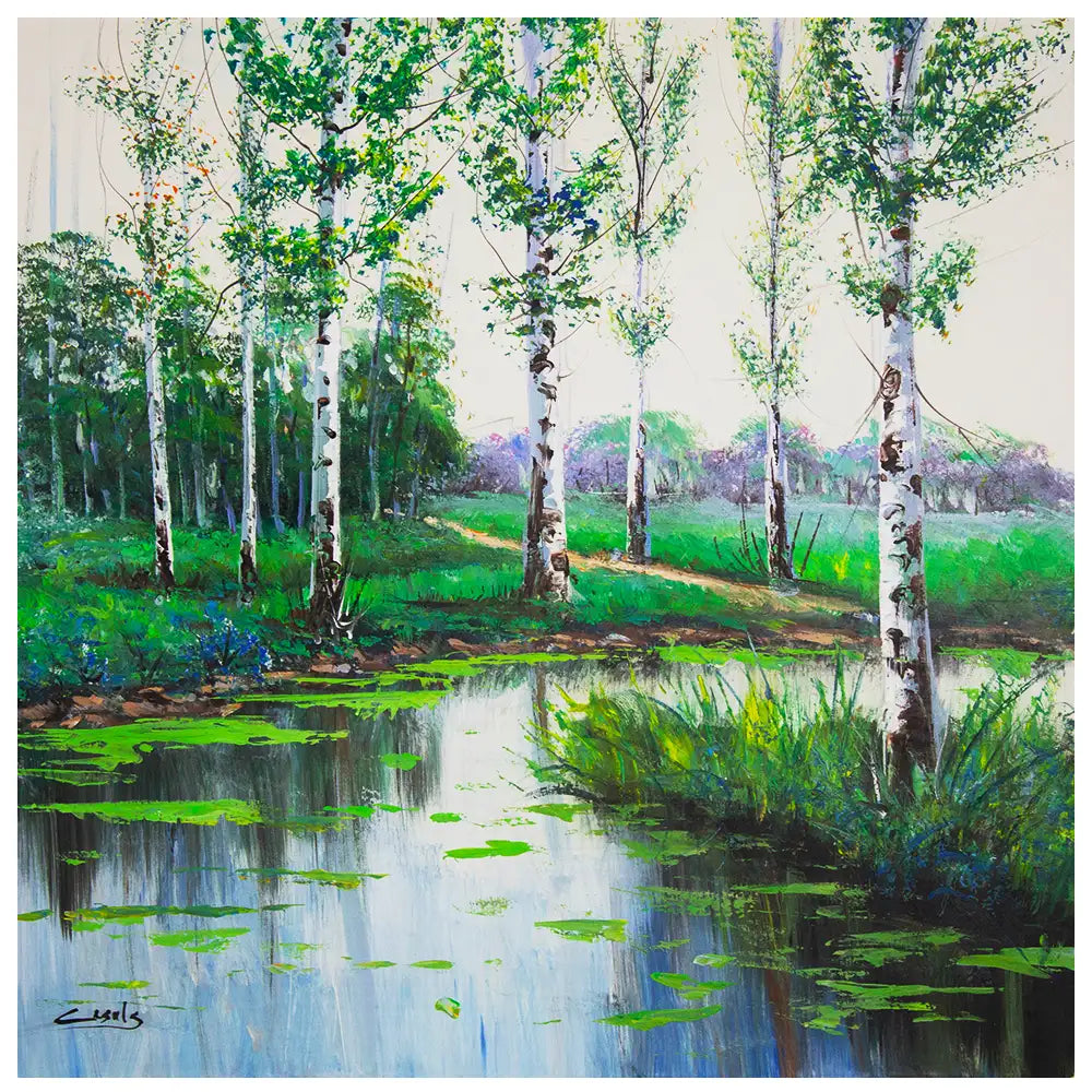 Paisaje vibrante lleno de frescura | Cuadros a mano