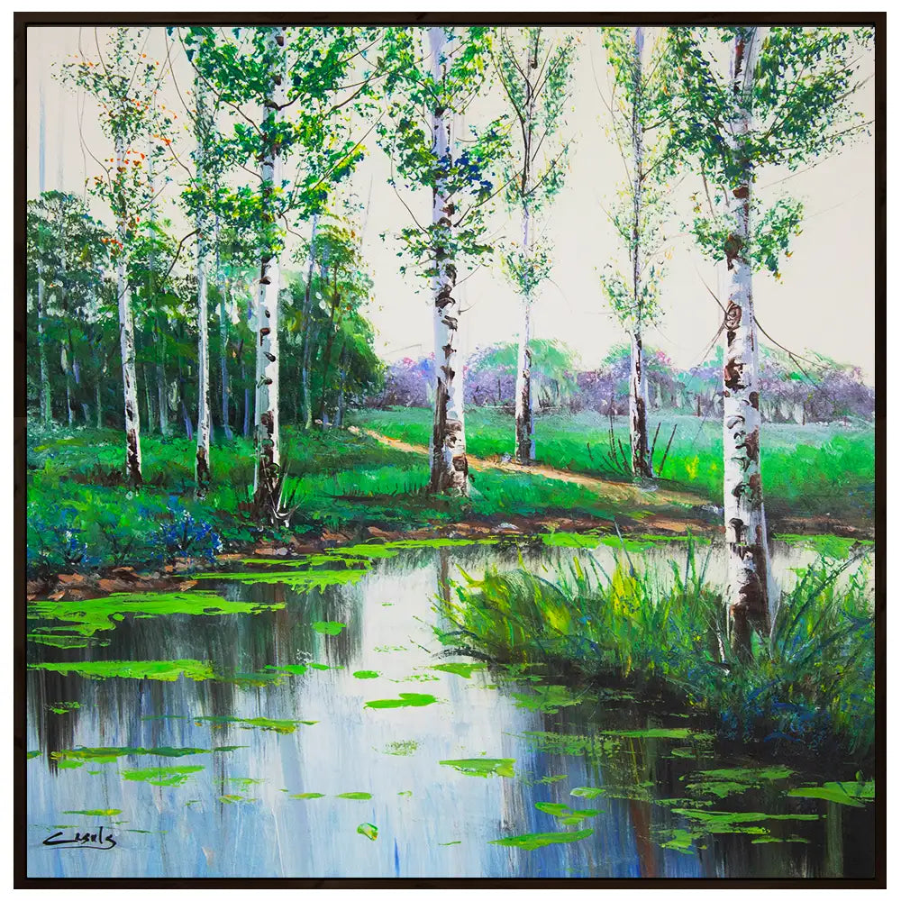 Paisaje vibrante lleno de frescura | Cuadros a mano
