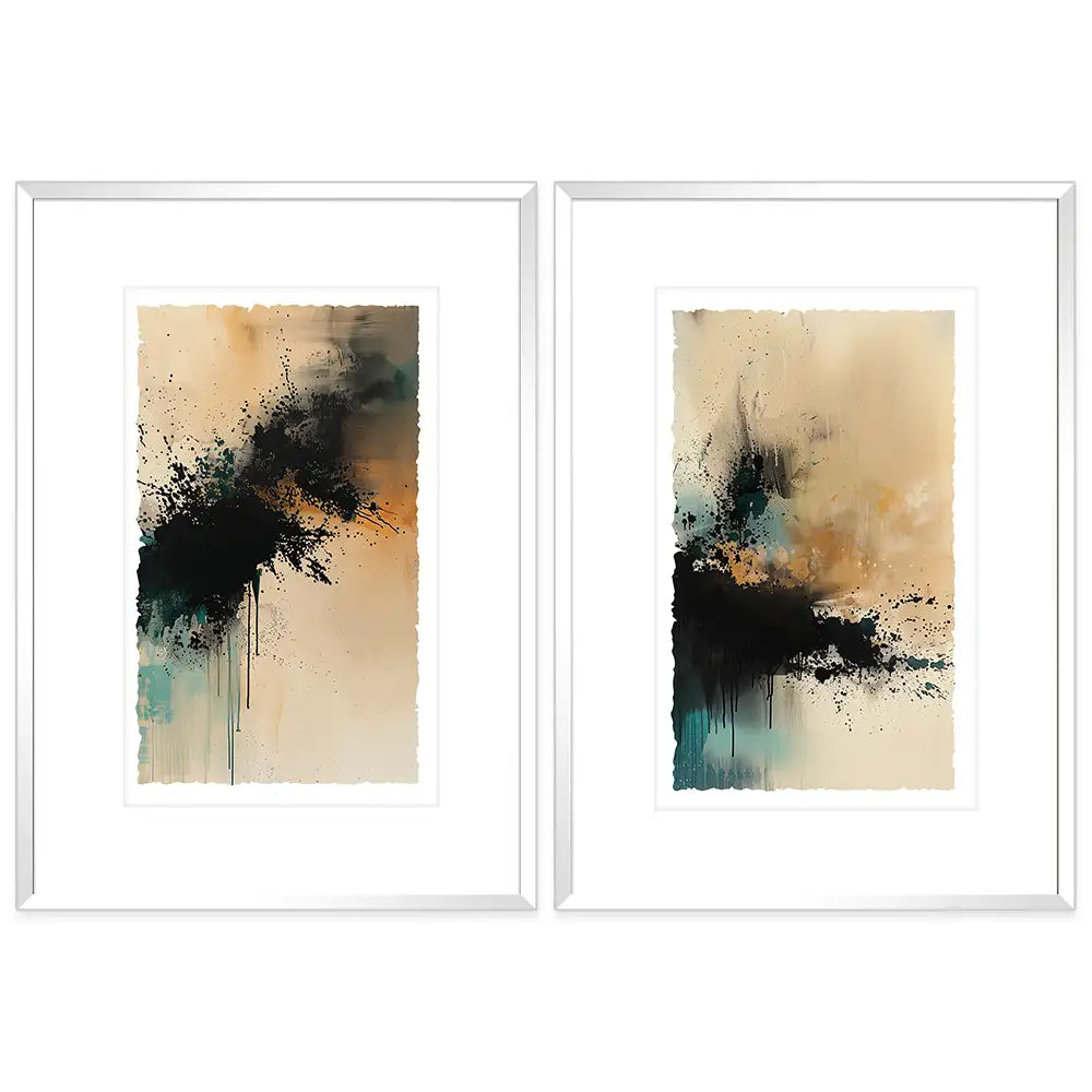 Cuadros abstractos originales con paspartu | Japandi