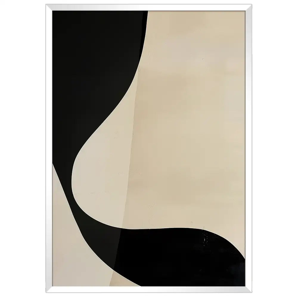 Cuadro minimalista en negro y beige | Movimiento sutil y equilibrio
