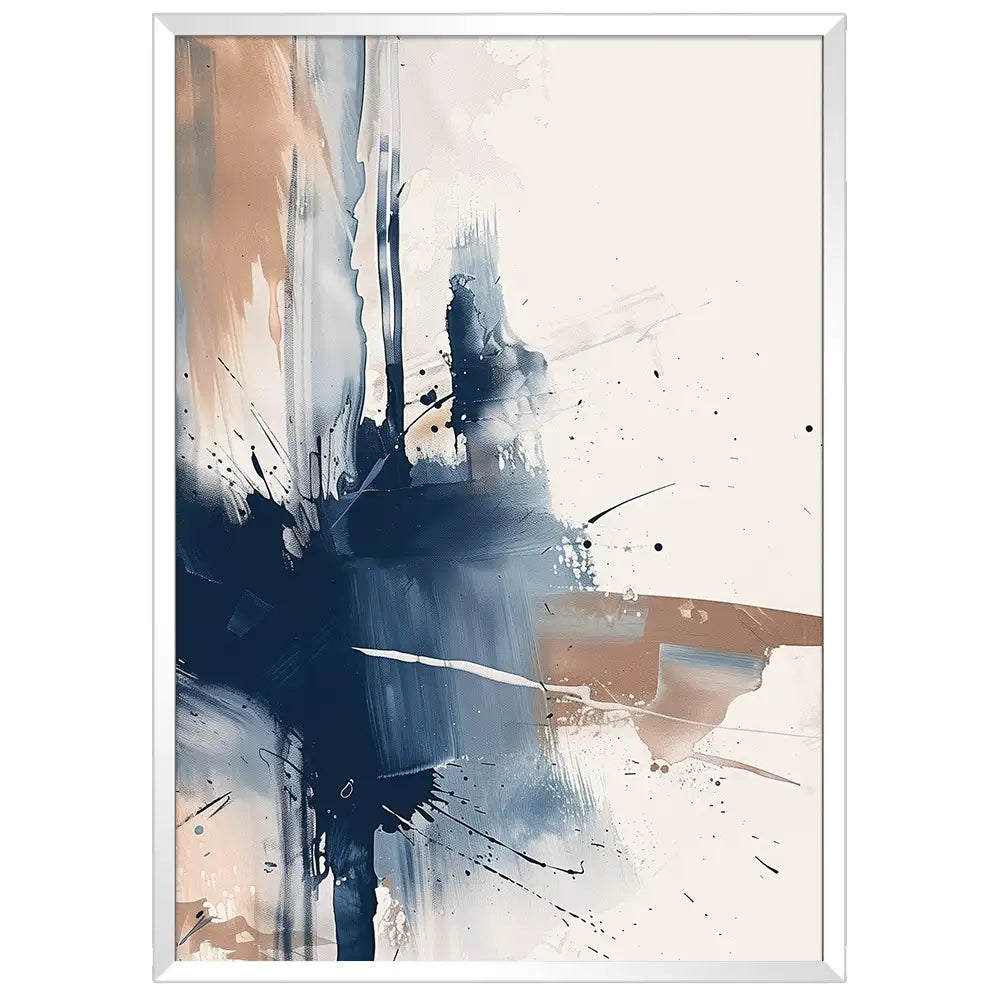 Cuadro abstracto en azul y beige | Impacto visual moderno