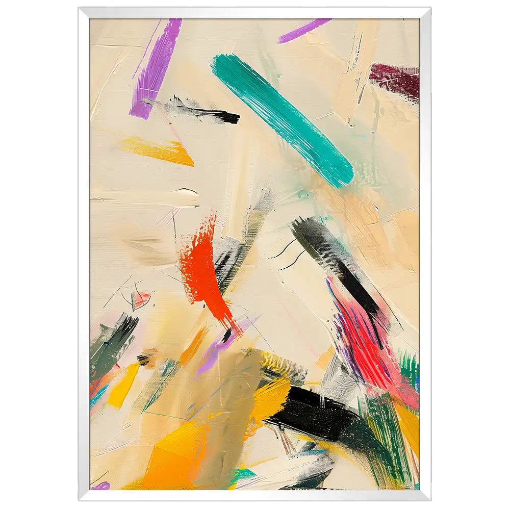 Cuadro abstracto con trazo libre y energía cromática