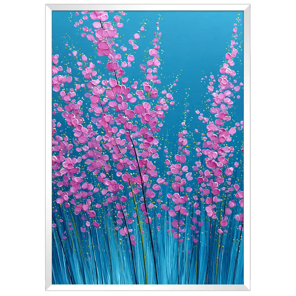Cuadros modernos de flores | Azul y rosado