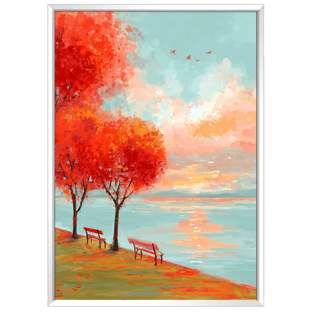 Cuadros de naturaleza vibrante: árboles y mar | Estilo Fauvista