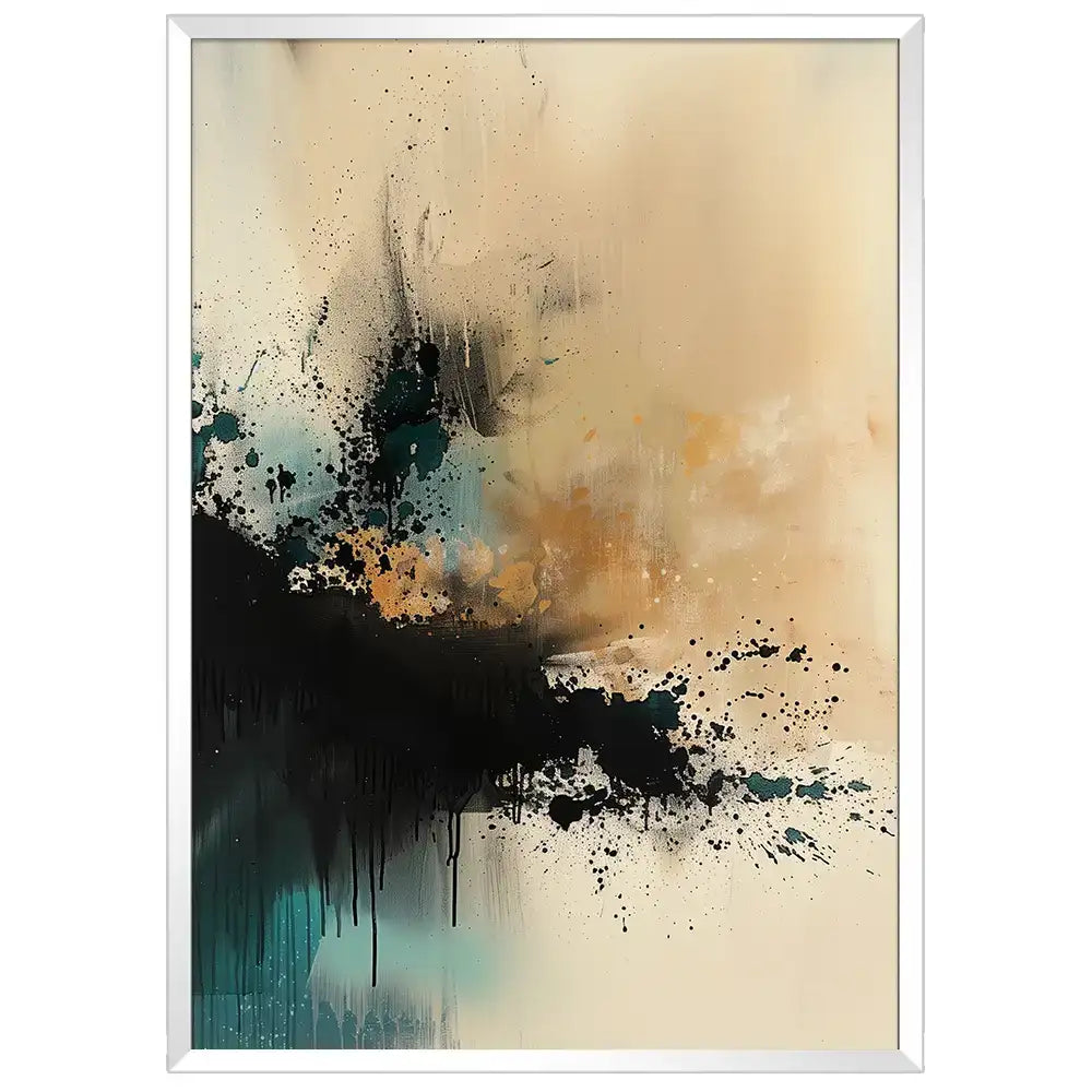 Cuadro abstracto en negro y beige | Profundidad visual elegante