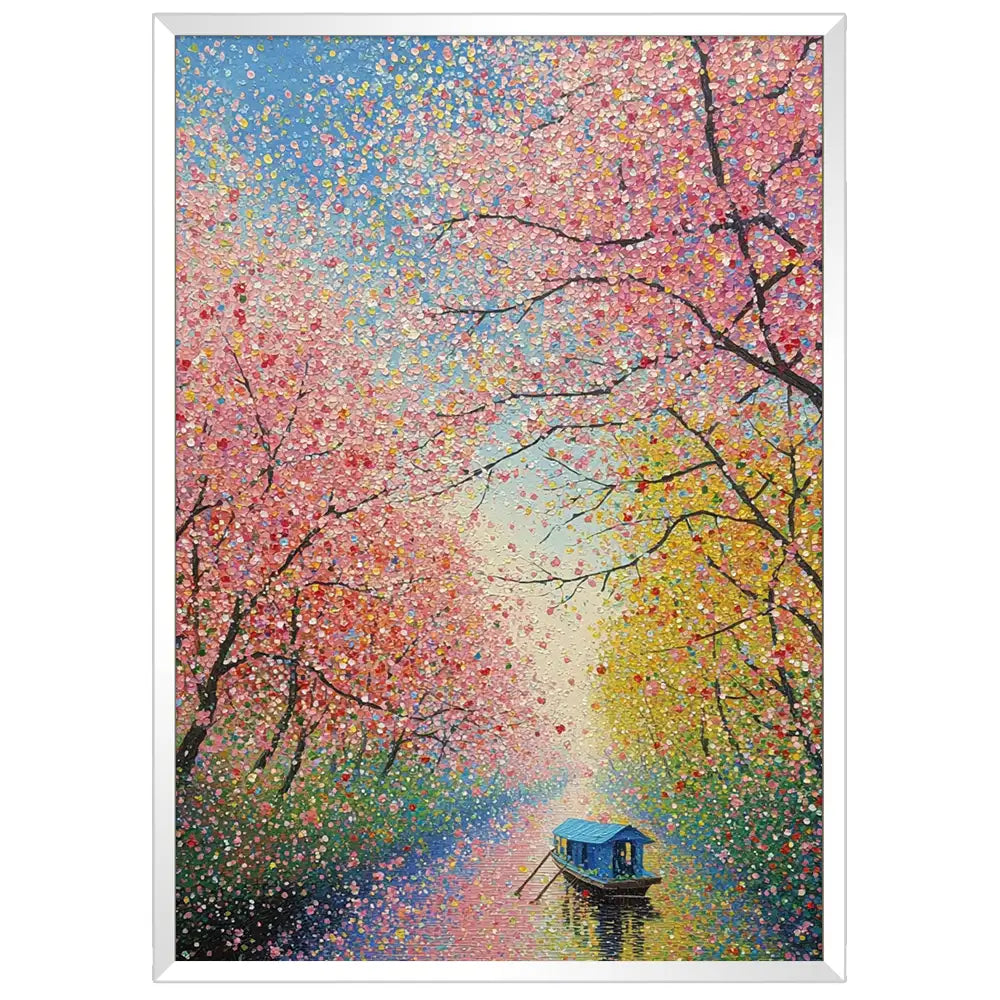 Cuadro de Paisaje Japonés con Cerezos | Tonos pastel