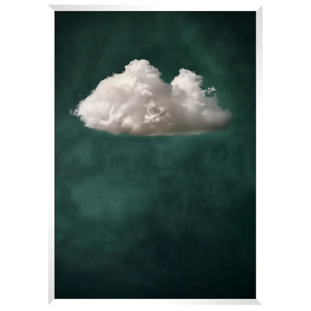 Cuadro abstracto | Verde profundo y nube blanca