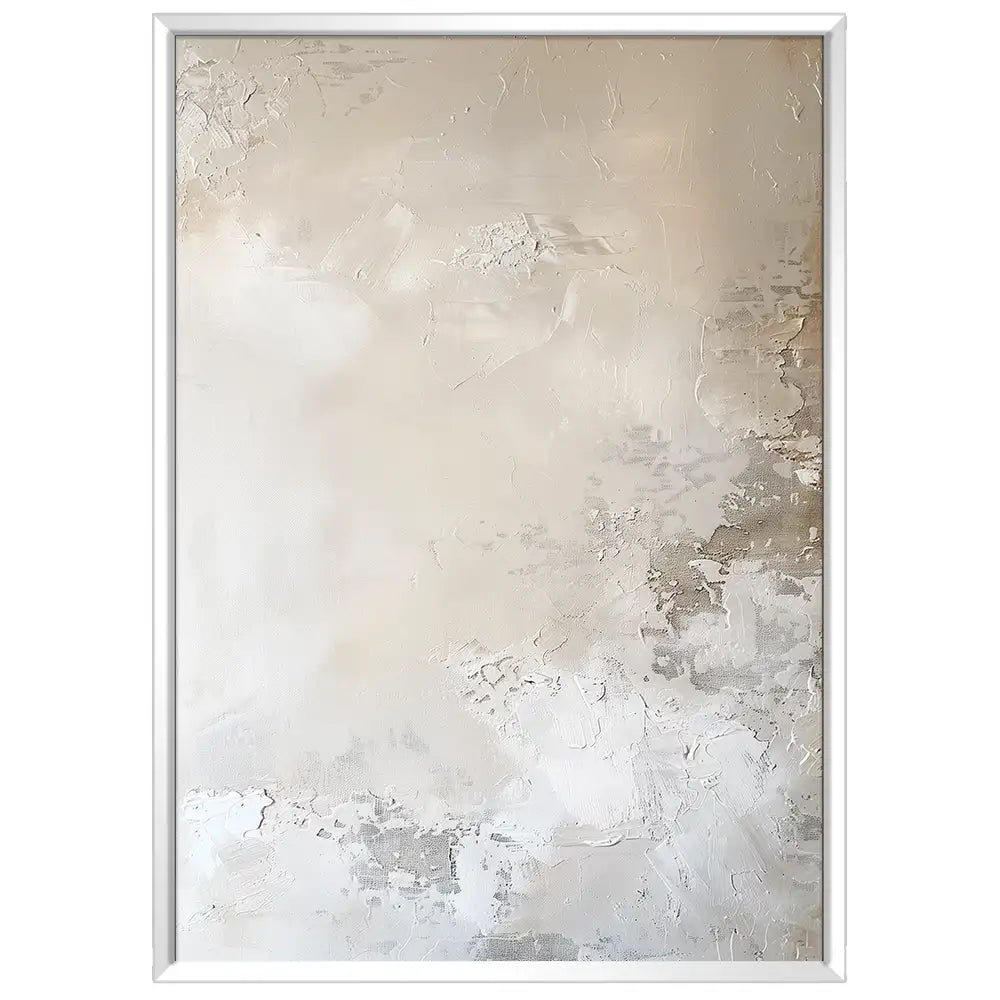 Cuadro abstracto blanco y beige | Textura en calma