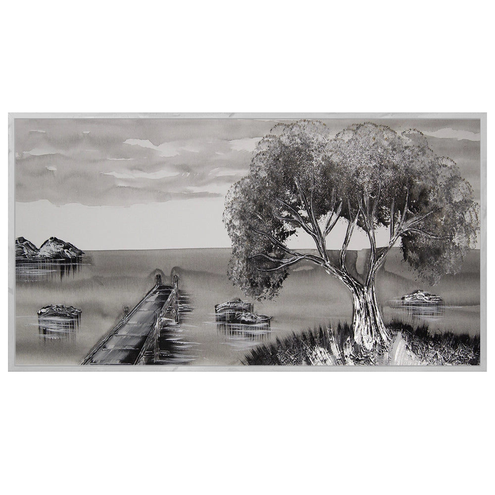 Cuadro monocromo en blanco y negro pintado a mano