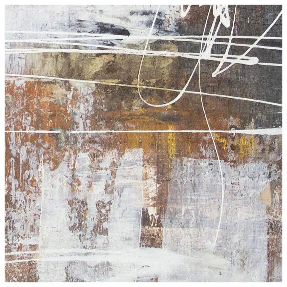 Cuadro abstracto moderno pintado a mano con líneas en blanco