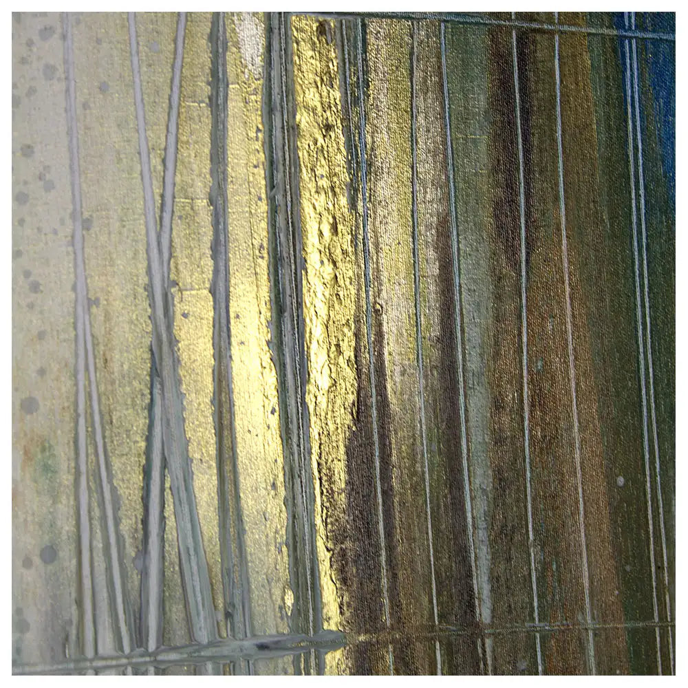 Cuadro pintado a mano en dorado y plateado abstracto