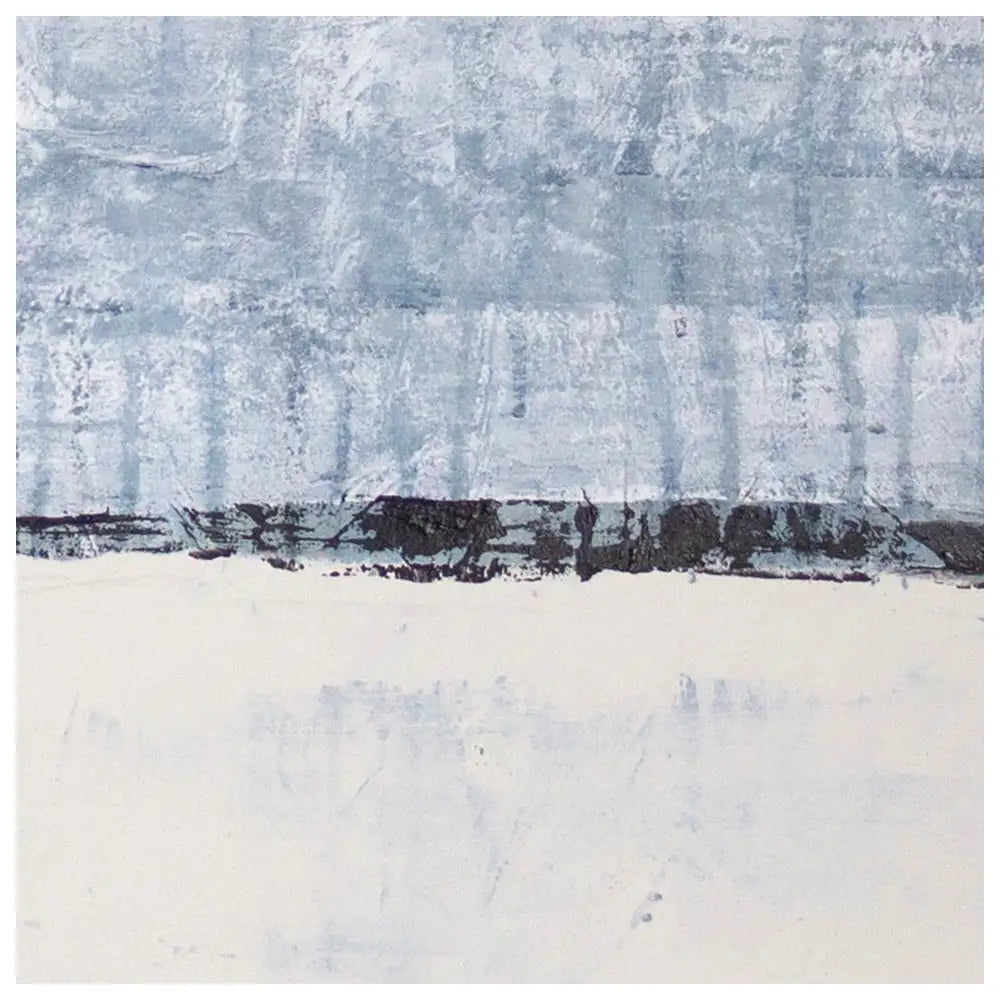 Cuadro pintado a mano original en tonos azul niebla y blanco