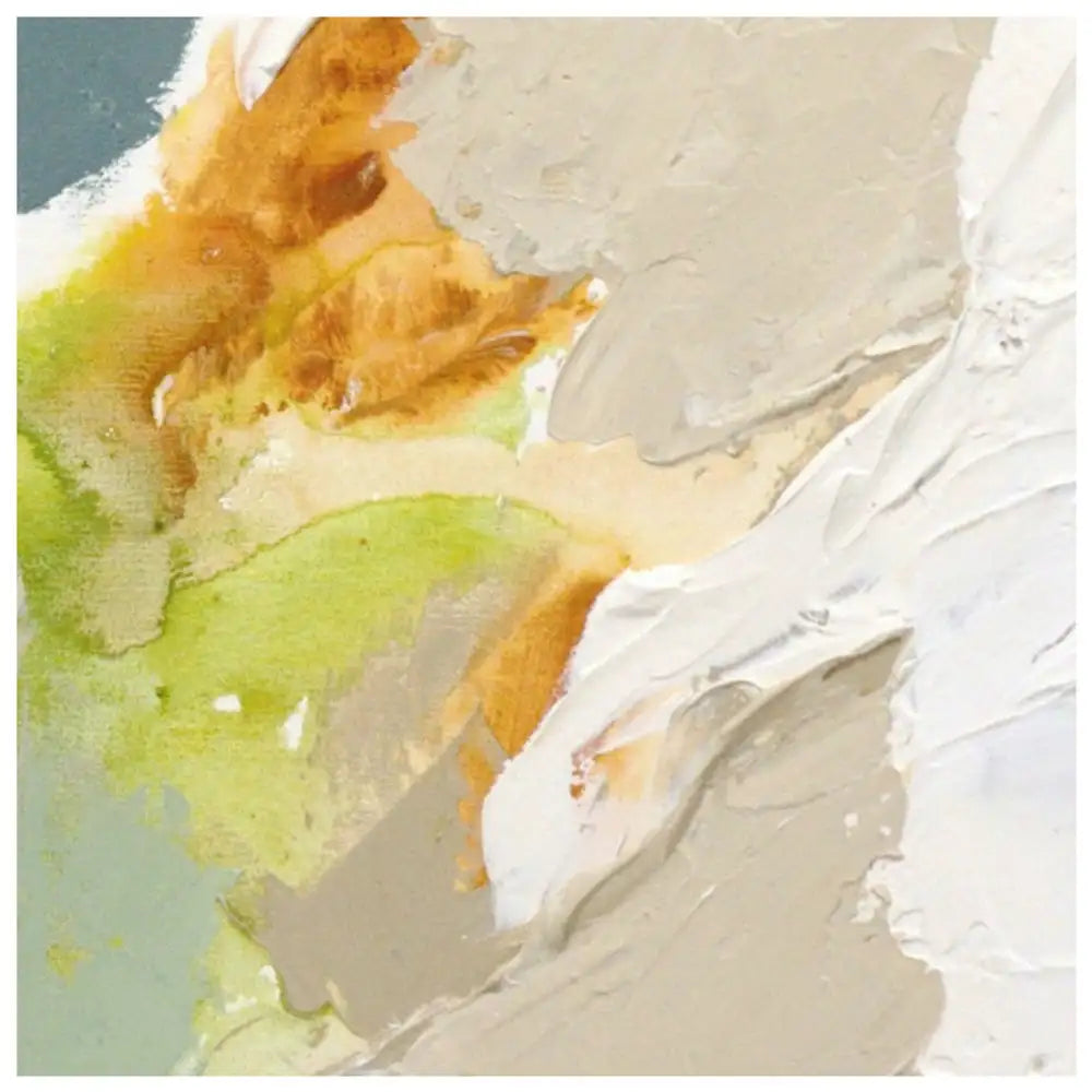 Pintura abstracta acrílica con relieve en tonos verdes