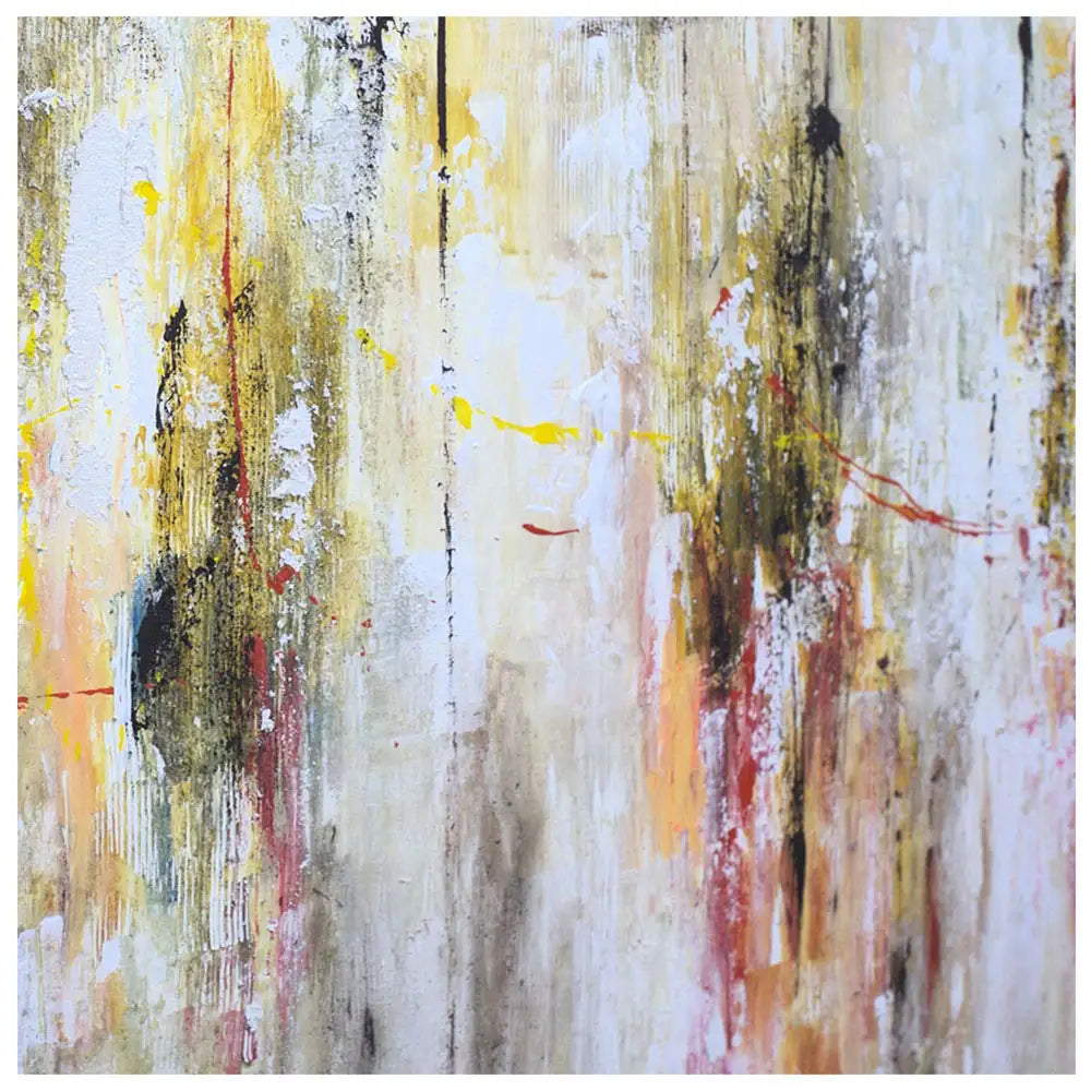 Cuadro abstracto amarillo gestual en tonos ocres