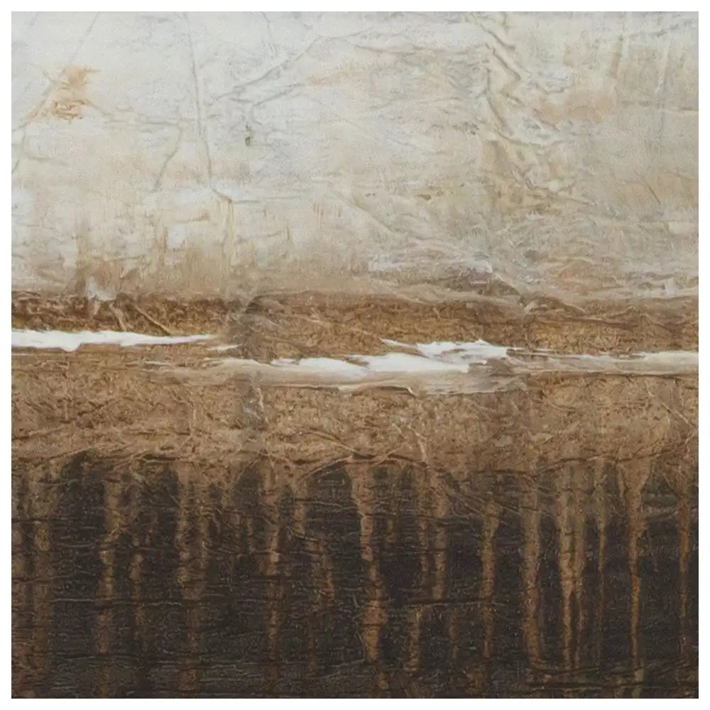 Cuadro de pintura abstracta en tonos tierra y blanco texturizado