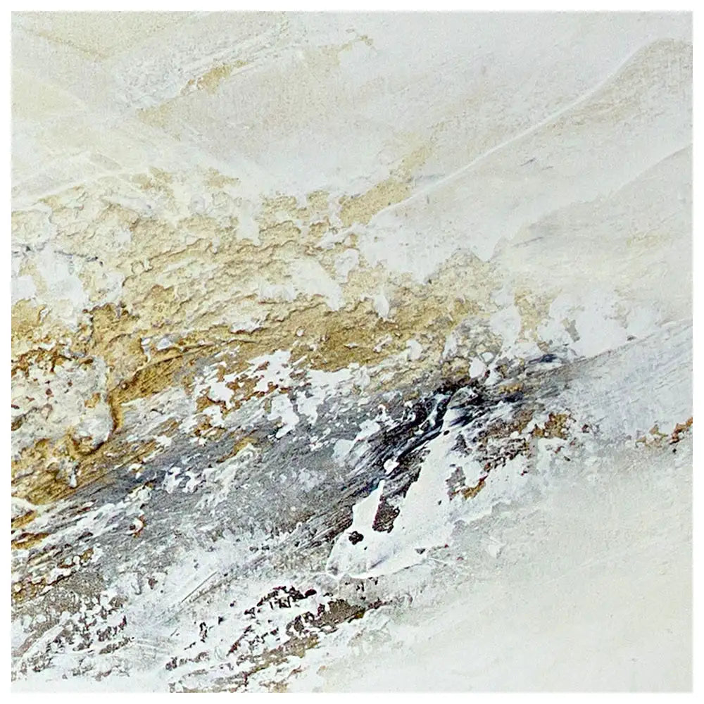 Cuadro pintado a mano con relieve en tonos tierra y blanco