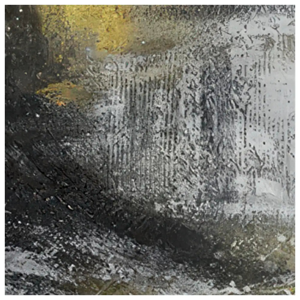 Cuadro abstracto pintado a mano con textura en tonos dorados y gris