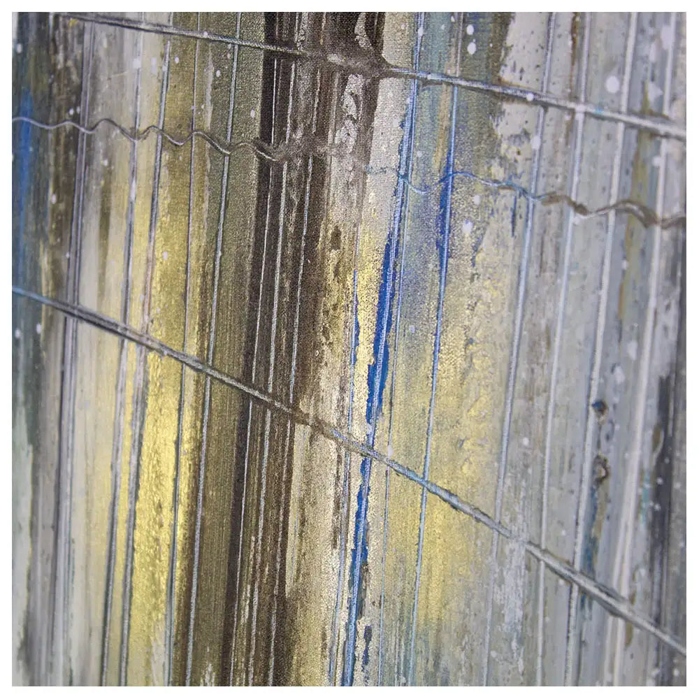 Cuadro pintado a mano en dorado y plateado abstracto