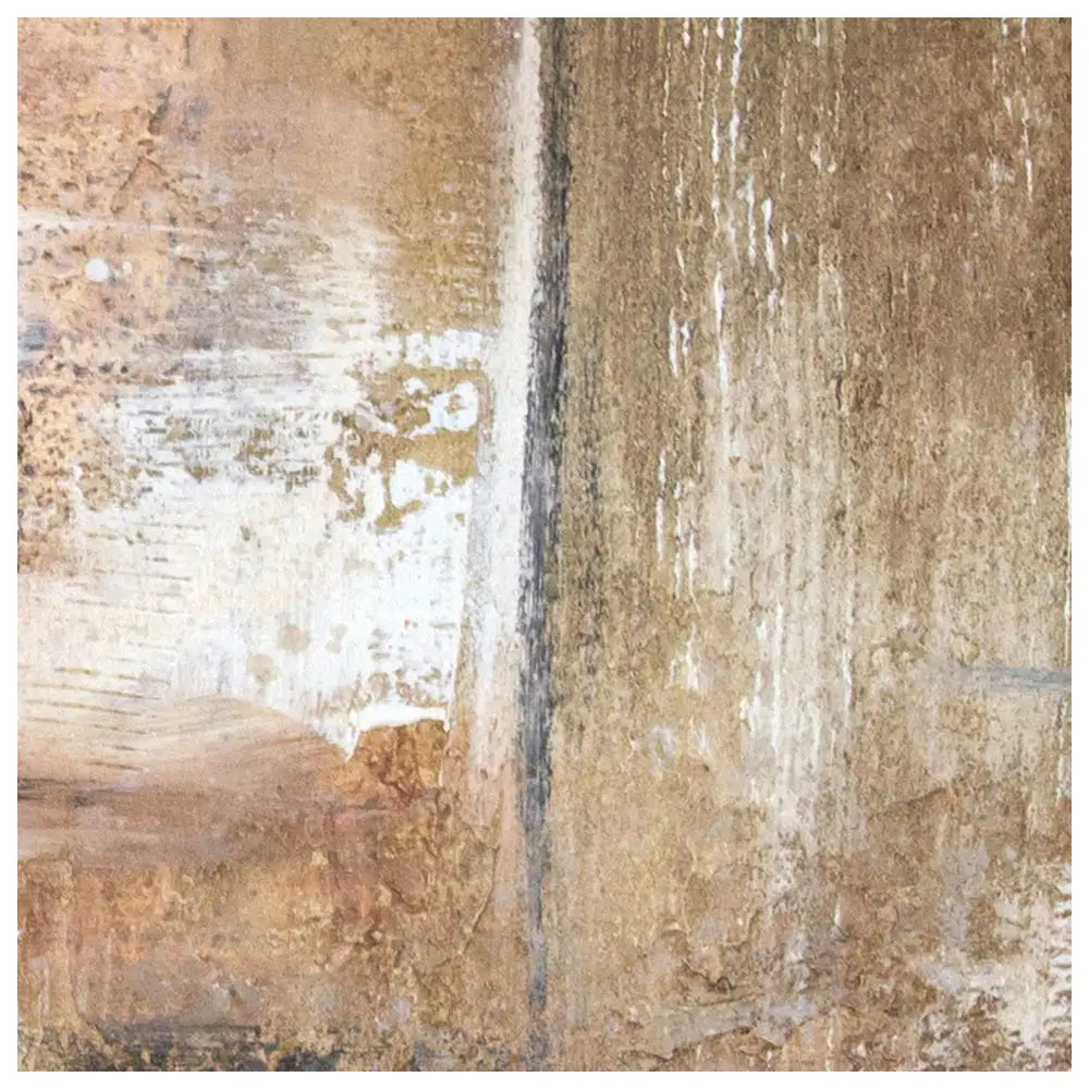 Cuadro pintado a mano en tonos tierra con textura envejecida