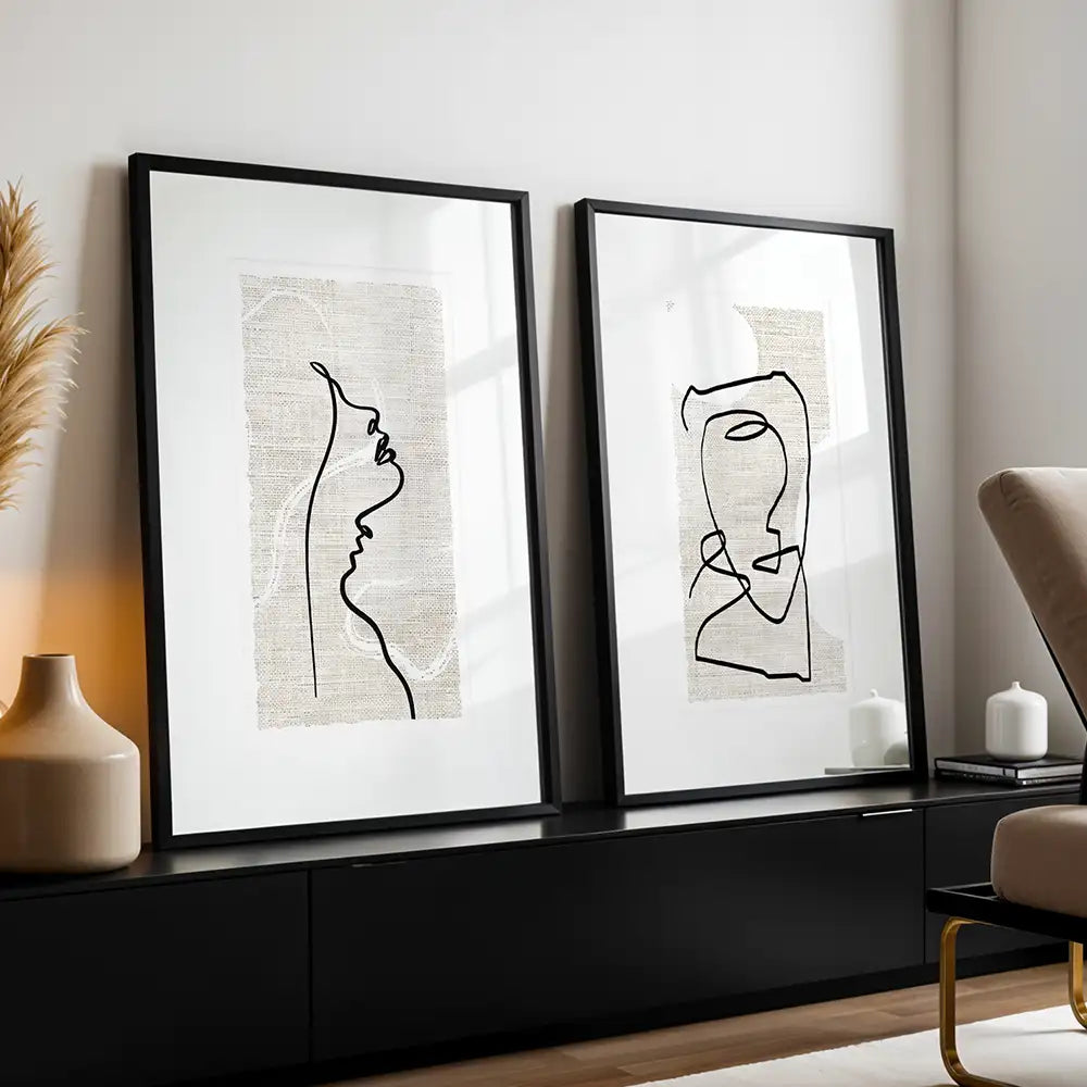 Cuadros en blanco y negro con paspartú | Arte lineal