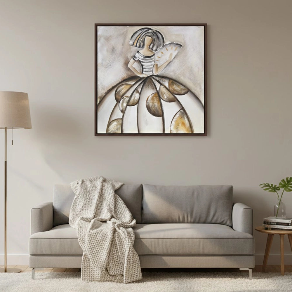 Cuadro de las meninas en tonos neutros y bronce