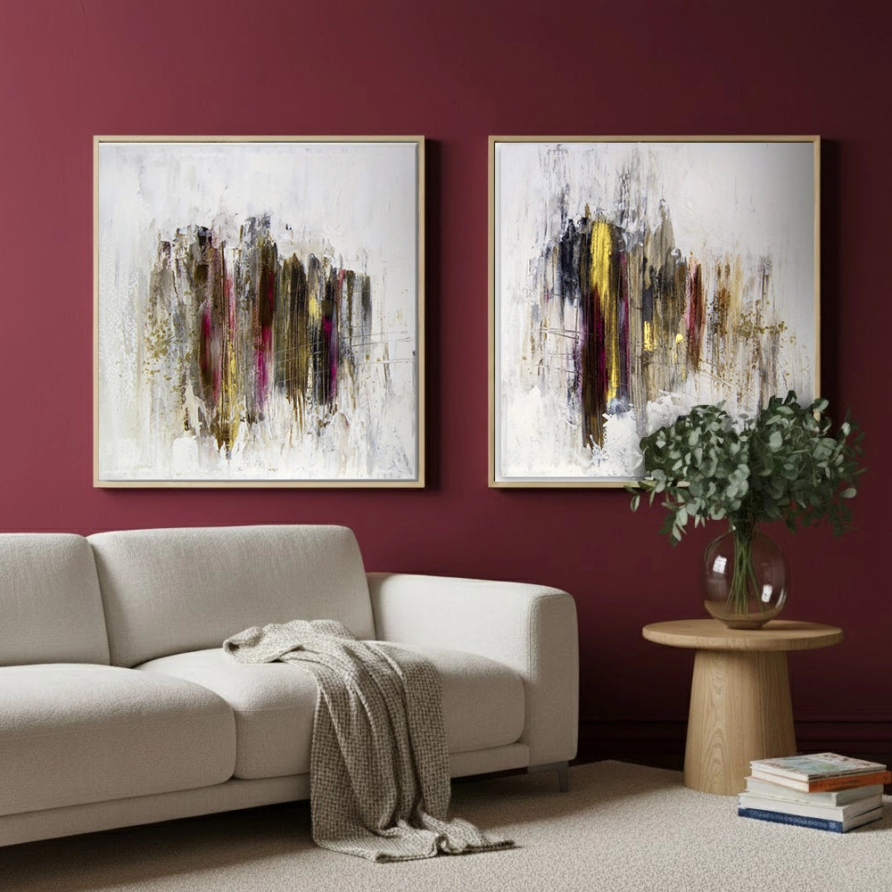 Cuadro abstracto elegante en tonos oscuros y dorados