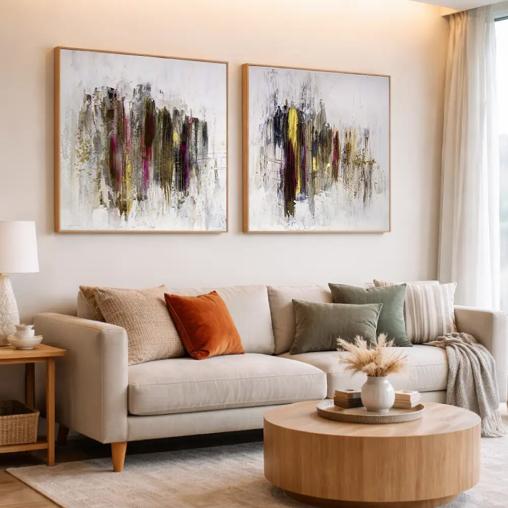 Cuadro abstracto elegante en tonos oscuros y dorados