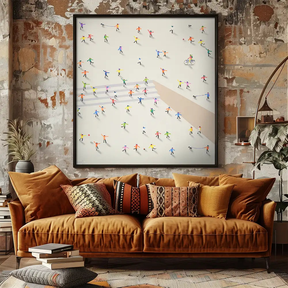Cuadro decorativo acrílico pintado a mano con figuras