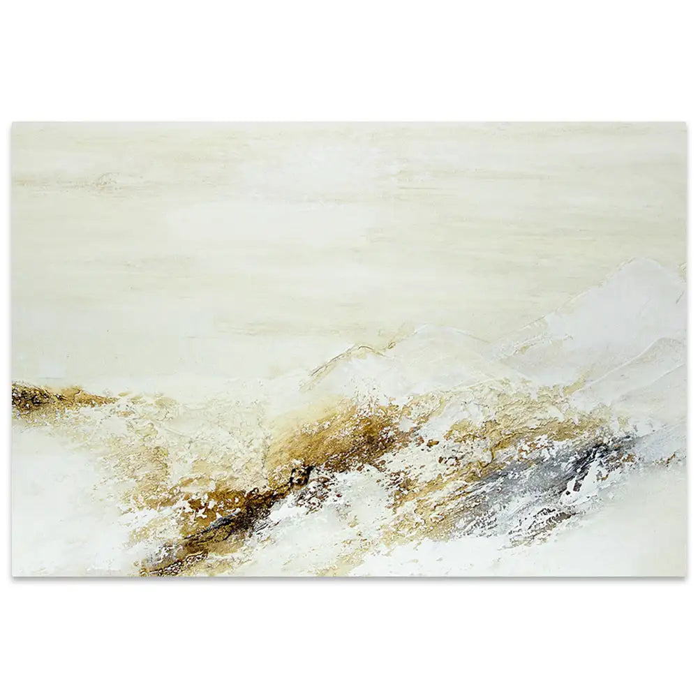 Cuadro pintado a mano con relieve en tonos tierra y blanco