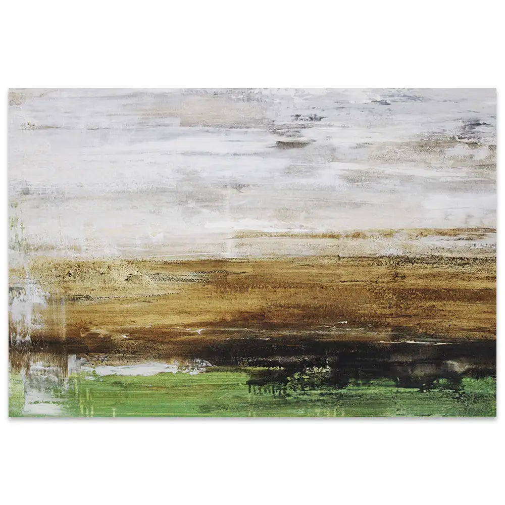 Cuadro pintado a mano moderno con contraste en tonos tierra y verde