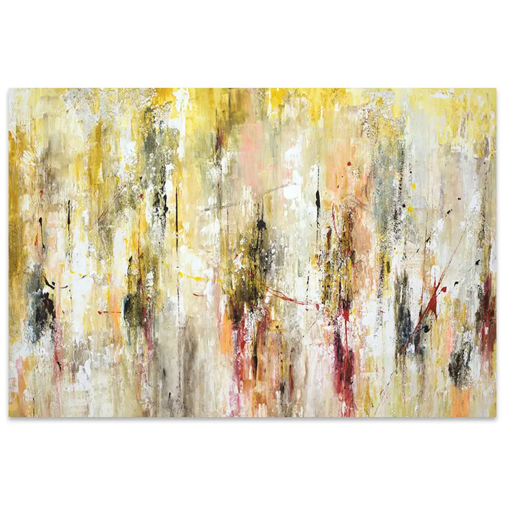 Cuadro abstracto amarillo gestual en tonos ocres
