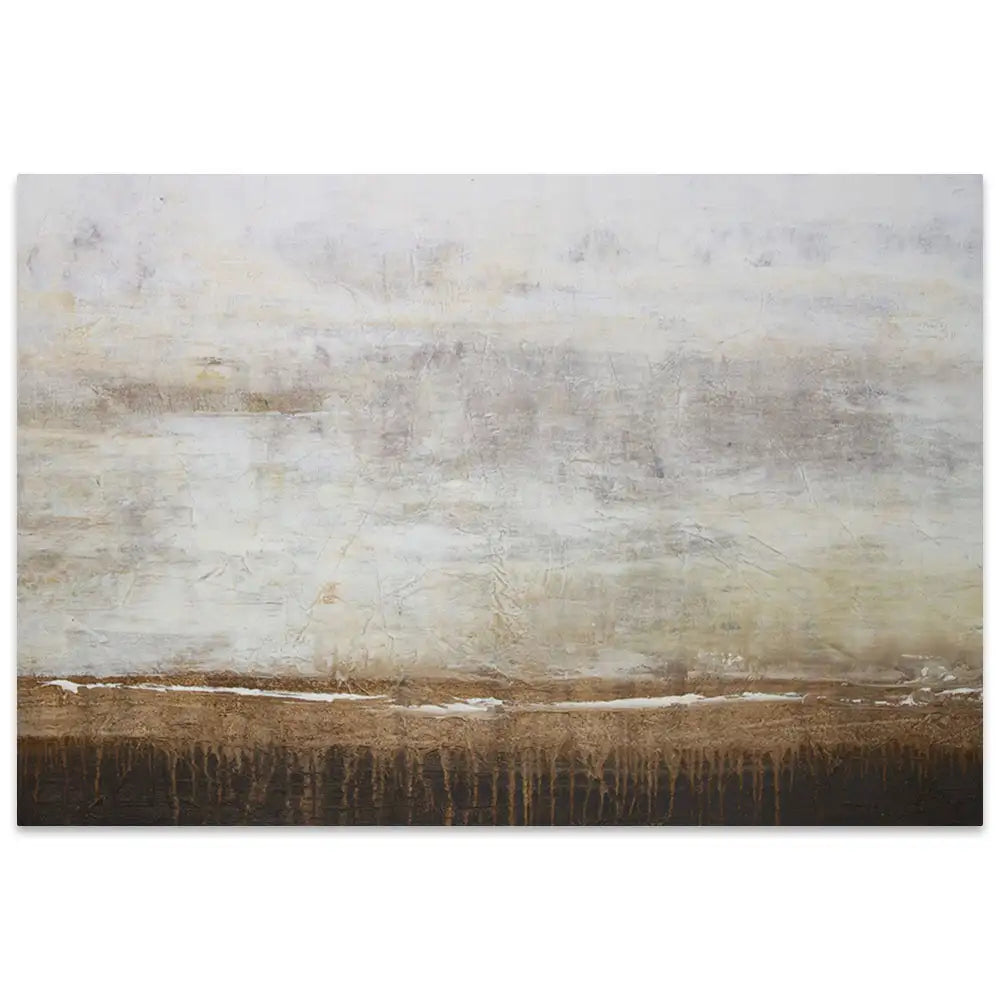 Cuadro de pintura abstracta en tonos tierra y blanco texturizado