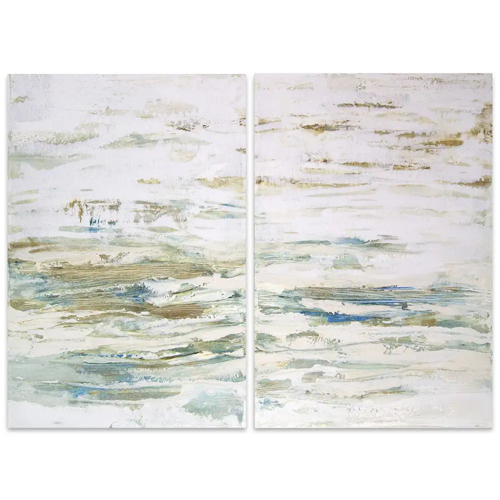 Cuadro pintado a mano inspirado en el mar abstracto contemporáneo