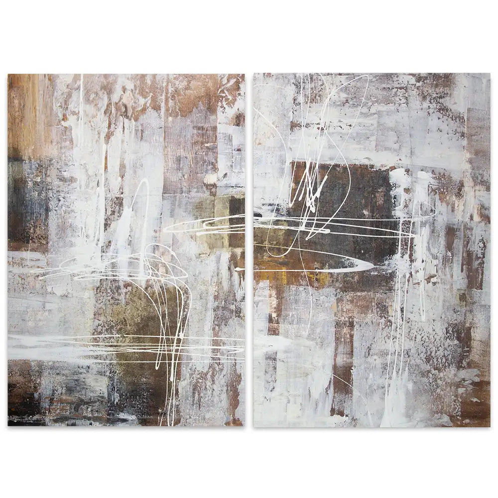 Cuadro abstracto moderno pintado a mano con líneas en blanco