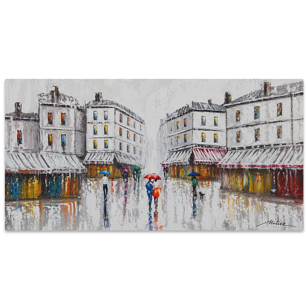 Cuadro con color urbano | Pinturas de ciudad bajo la lluvia