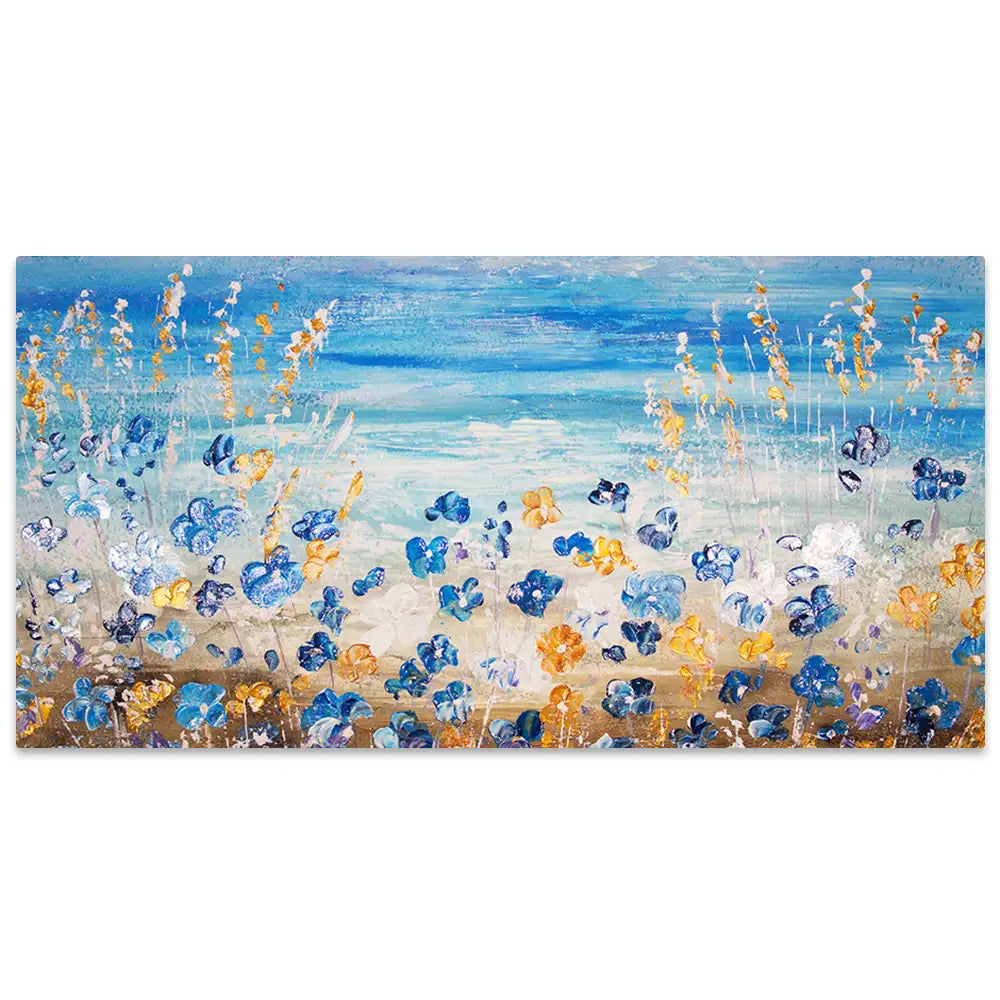 Cuadros pintados a mano del mar y flores silvestres
