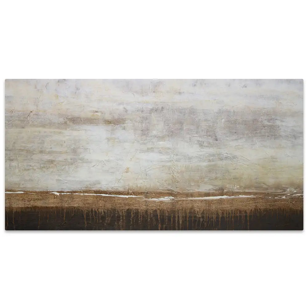 Cuadro de pintura abstracta en tonos tierra y blanco texturizado
